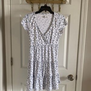 Floral White and Blue Women's Dress